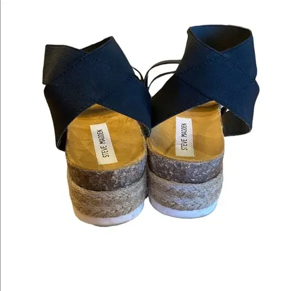 Steve Madden Kimmie Black Elastic Band Platform Sandals Size 9 - Picture 3 of 5